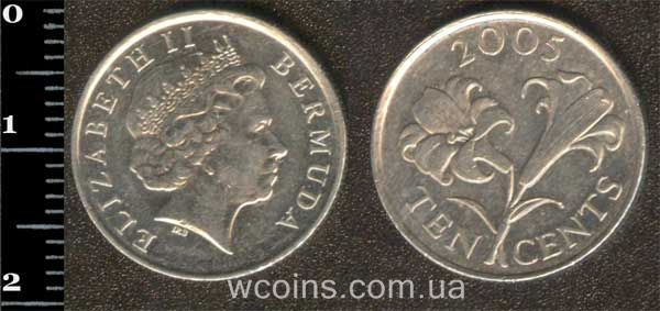 Монета Бермудські Острови 10 центів 2005