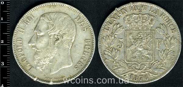 Coin Belgium 5 francs 1876