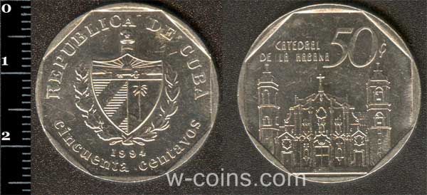 Монета Куба 50 сентаво 1994