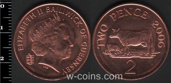 Монета Ґернсі 2 пенсів 2006