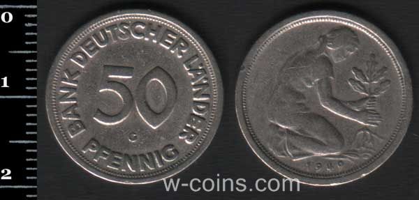 Монета Німеччина 50 пфенігів 1949