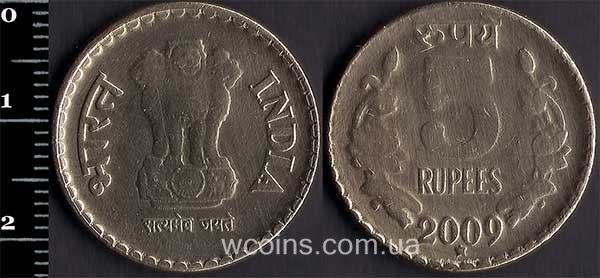 Монета Індія 5 рупій 2009