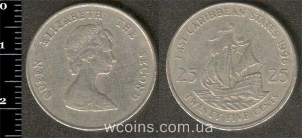 Монета Східнокарибські держави 25 центів 1998