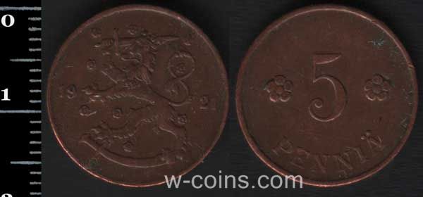 Монета Фінляндія 5 пенсів 1921