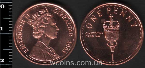 Монета Ґібралтар 1 пенні 2005