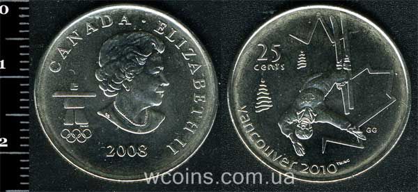 Монета Канада 25 центів 2008