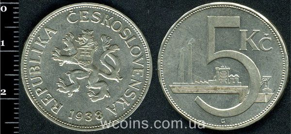 Монета Чехословаччина 5 крон 1938