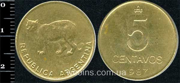 Монета Аргентина 5 сентаво 1987