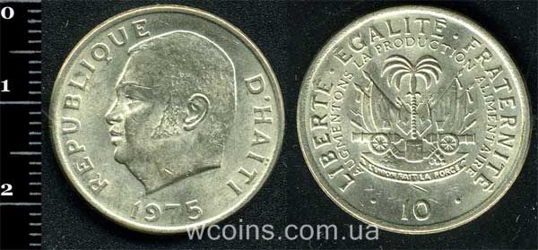 Монета Гаїті 10 сантимів 1975