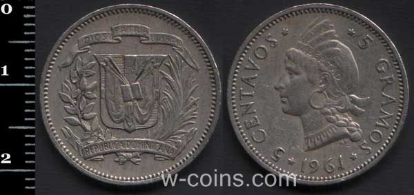 Coin Dominican Republic 5 centavos 1961