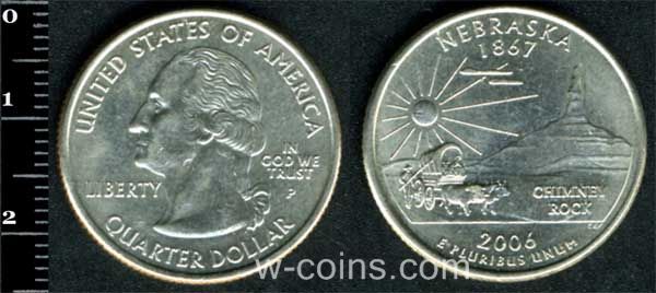 Монета США 25 центів 2006 Небраска