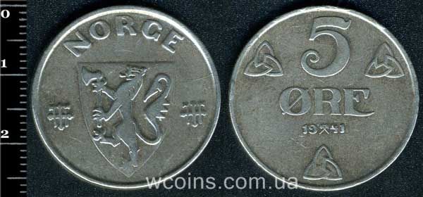 Монета Норвеґія 5 ере 1941