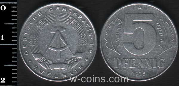 Монета Німеччина 5 пфенігів 1975