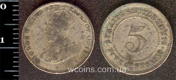 Монета Стрейтс - Сетлментс 5 центів 1919