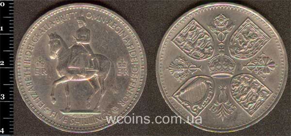 Coin United Kingdom 1 krone (5 shillings) 1953