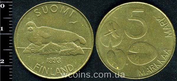 Монета Фінляндія 5 марок 1993