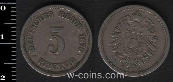 Монета Німеччина 5 пфенігів 1876