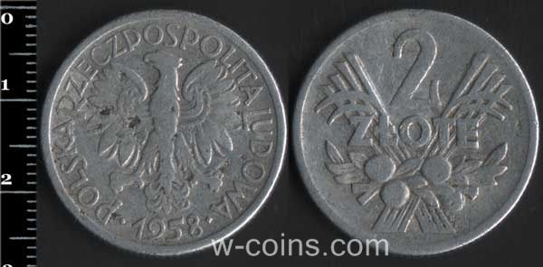Монета Польща 2 злотих 1958
