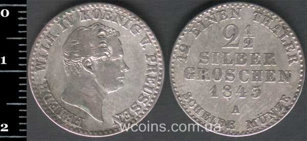 Монета Пруссія 2 1/2 зільбергрошена 1843