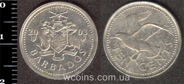 Монета Барбадос 10 центів 2003