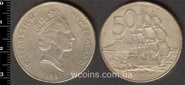 Coin New Zealand 50 pence 1987