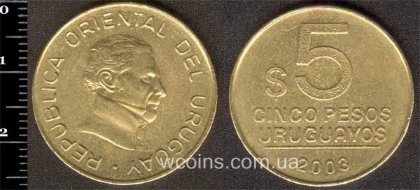 Монета Уругвай 5 песо 2003