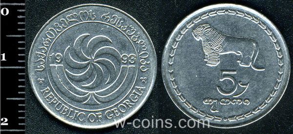 Монета Грузія 5 тетрі 1993