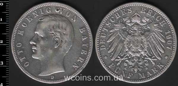 Coin Bavaria 5 marks 1907