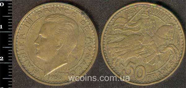 Монета Монако 50 франків 1950