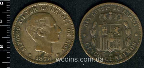 Coin Spain 5 centimes 1879