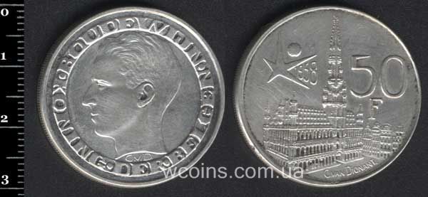 Coin Belgium 50 francs 1958