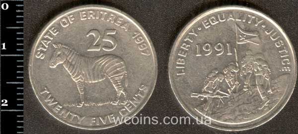 Coin Eritrea 25 cents 1997