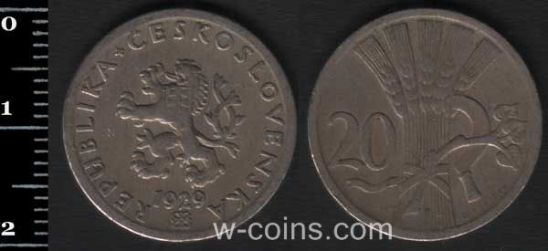 Coin Czechoslovakia 20 heller 1929