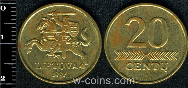 Монета Литва 20 центів 1997