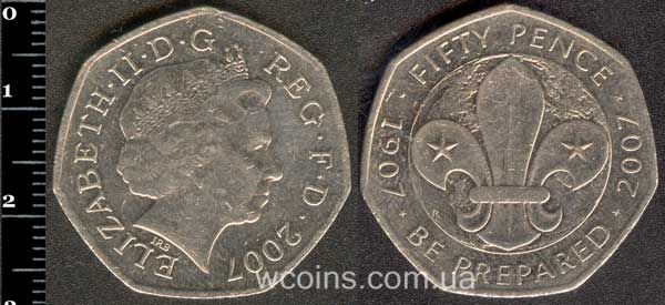 Монета Великобританія 50 пенсів 2007