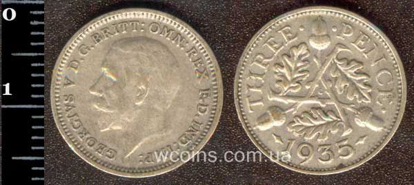 Монета Великобританія 3 пенса 1935