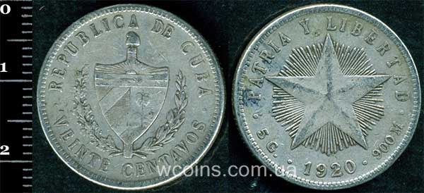 Монета Куба 20 сентаво 1920