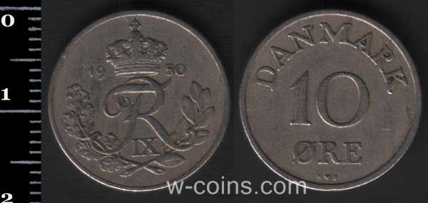 Coin Denmark 10 øre 1950