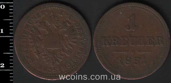Монета Австрія 1 крейцер 1851