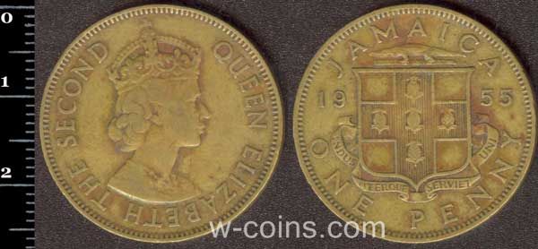 Монета Ямайка 1 пенні 1955