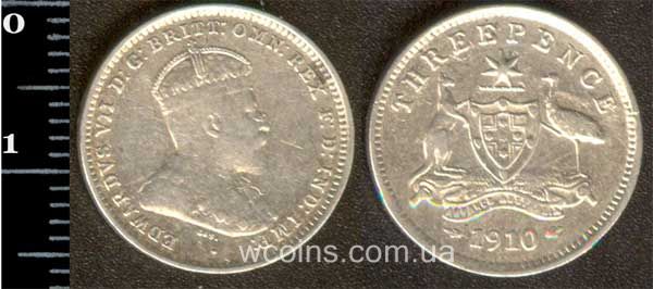 Монета Австралія 3 пенса 1910