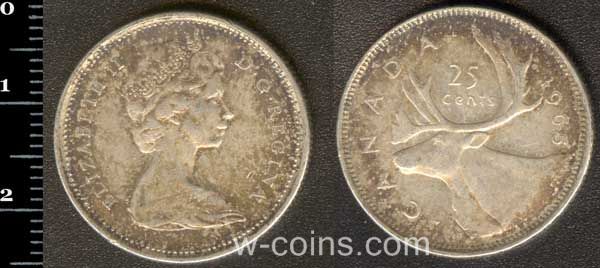 Монета Канада 25 центів 1965