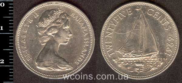 Coin Bahamas 25 cents 1969