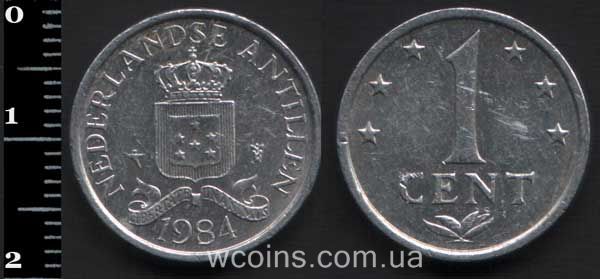 Монета Кюрасао 1 цент 1984