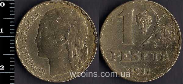 Монета Іспанія 1 песета 1937