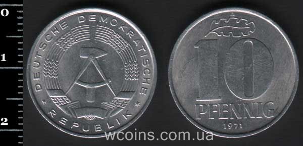 Монета Німеччина 10 пфенігів 1971