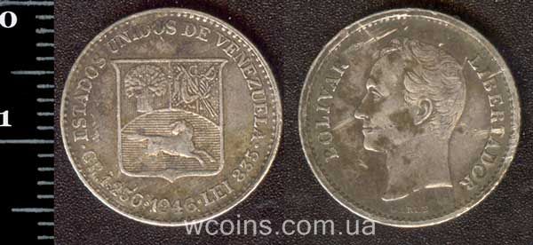 Монета Венесуела 1/4 болівара 1946