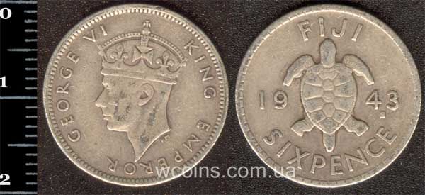 Coin Fiji 6 pence 1943