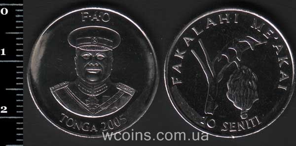 Монета Тонга 10 сеніті 2005