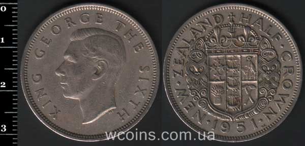 Coin New Zealand 1/2 krone 1951